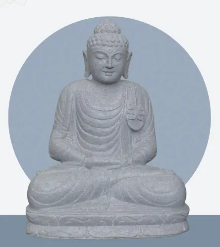 Product image of the product “Seated Buddha made of Riverstone in Dhyana position - gesture of meditation, H.62 cm, natural. ”